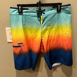 EUC Cool Ombre Billabong multi color Swim Trunks Board Shorts Sz 31 recycled